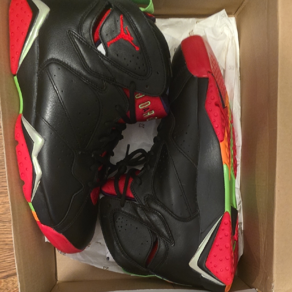Retro 7 Jordans Black and Red Sneakers